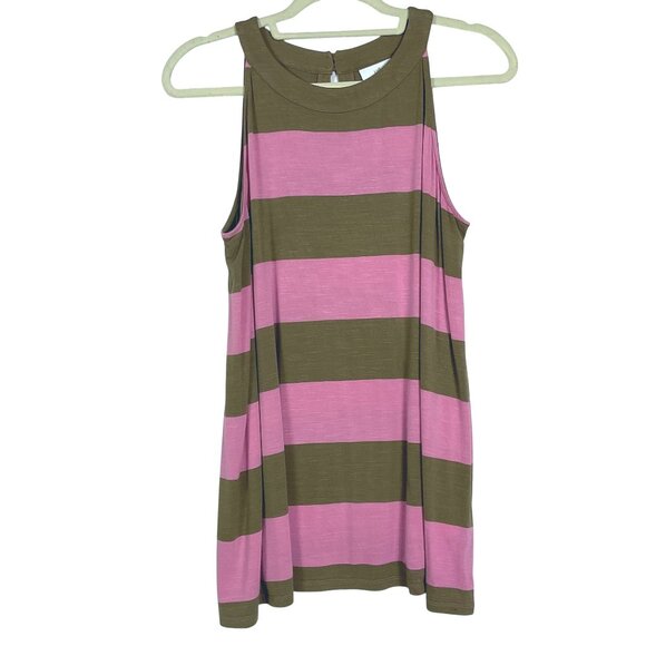 J. Jill Women's Pink Brown Wide Stripe Sleeveless Tank Top, Medium, Rayon/Spande - Picture 4 of 13